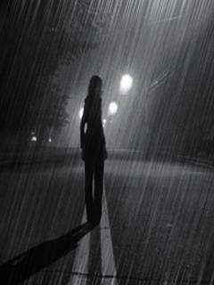 alone girl in love sad in rain
